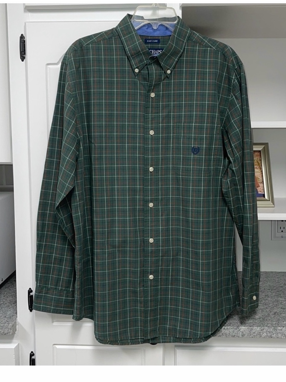 Chaps Men’s Dark Green Plaid Button-Down Shirt